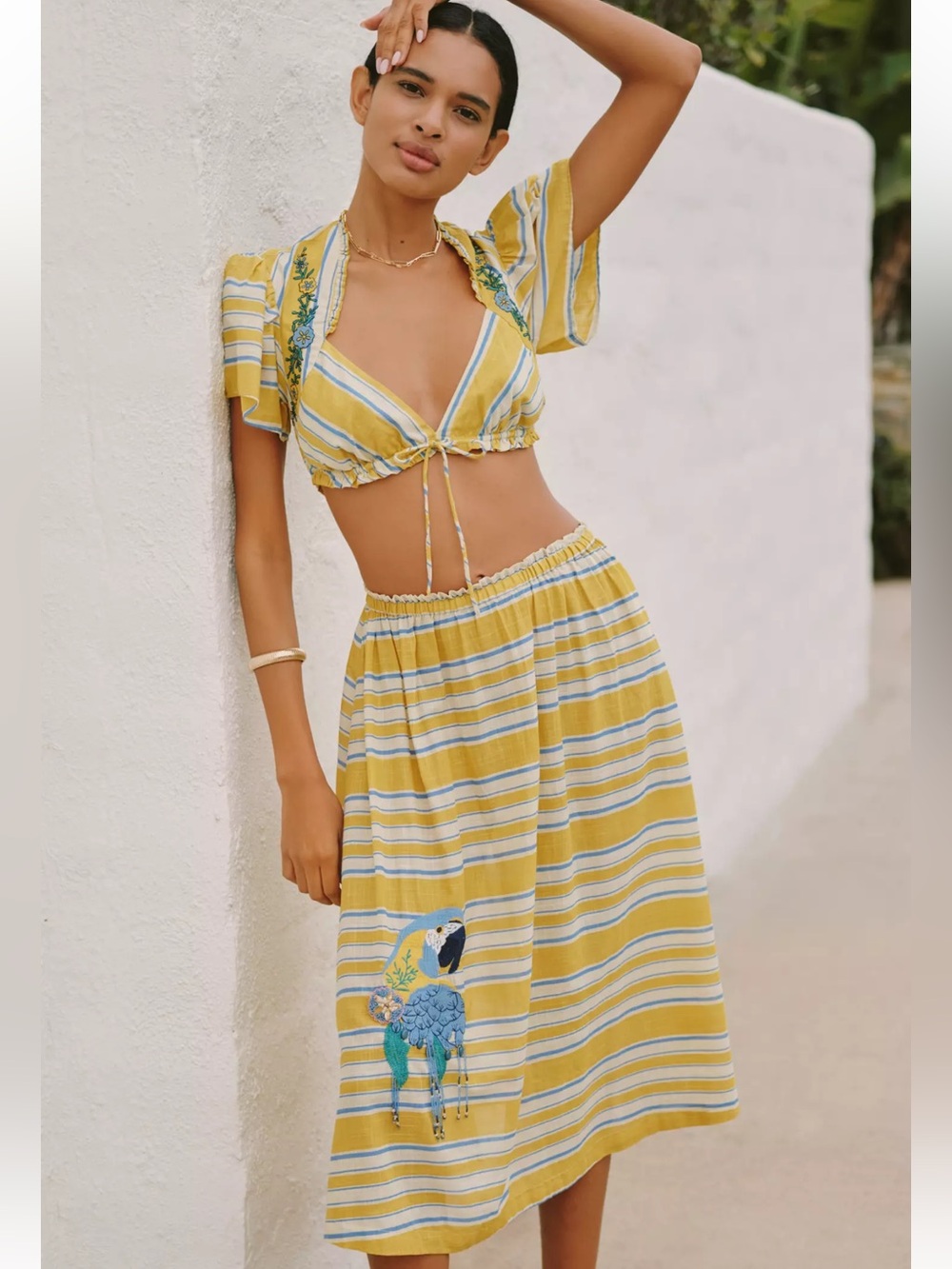 Anthropologie Celandine Copacabana Top & Midi Skirt